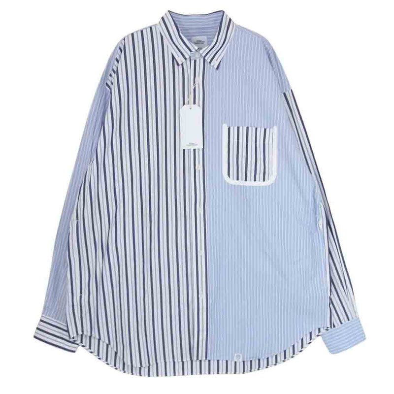 ベドウィンアンドザハートブレイカーズ 23SS 23SB1697 L/S STRIPE BIG SHIRT EWAN 長袖 ストライプ シャツ ブルー系 2【極上美品】【中古】