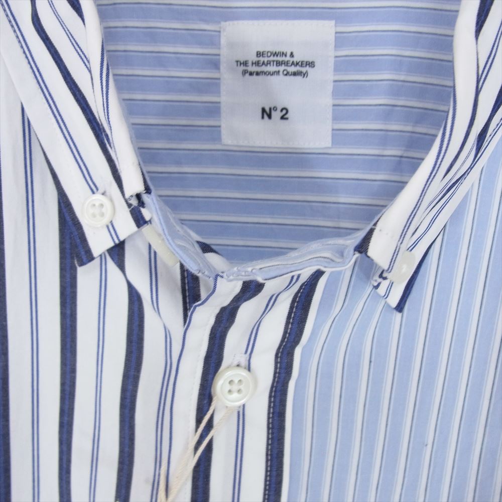 ベドウィンアンドザハートブレイカーズ 23SS 23SB1697 L/S STRIPE BIG SHIRT EWAN 長袖 ストライプ シャツ ブルー系 2【極上美品】【中古】