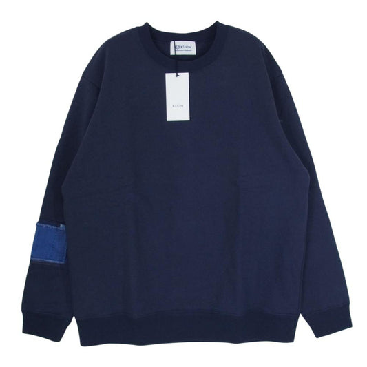 クオン 112CS032101 BORO Banded Arm Sleeve Sweatshirt 襤褸 ボロ バンデッド パッチワーク スリーブ スウェット ネイビー系 M【新古品】【未使用】【中古】