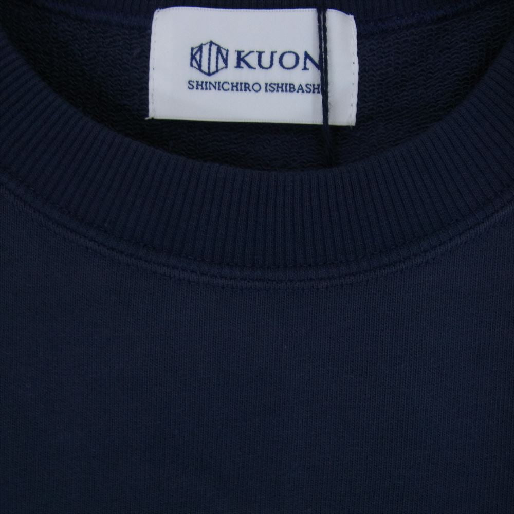クオン 112CS032101 BORO Banded Arm Sleeve Sweatshirt 襤褸 ボロ バンデッド パッチワーク スリーブ スウェット ネイビー系 M【新古品】【未使用】【中古】