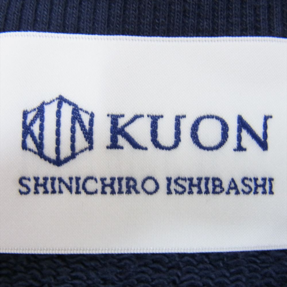 クオン 112CS032101 BORO Banded Arm Sleeve Sweatshirt 襤褸 ボロ バンデッド パッチワーク スリーブ スウェット ネイビー系 M【新古品】【未使用】【中古】