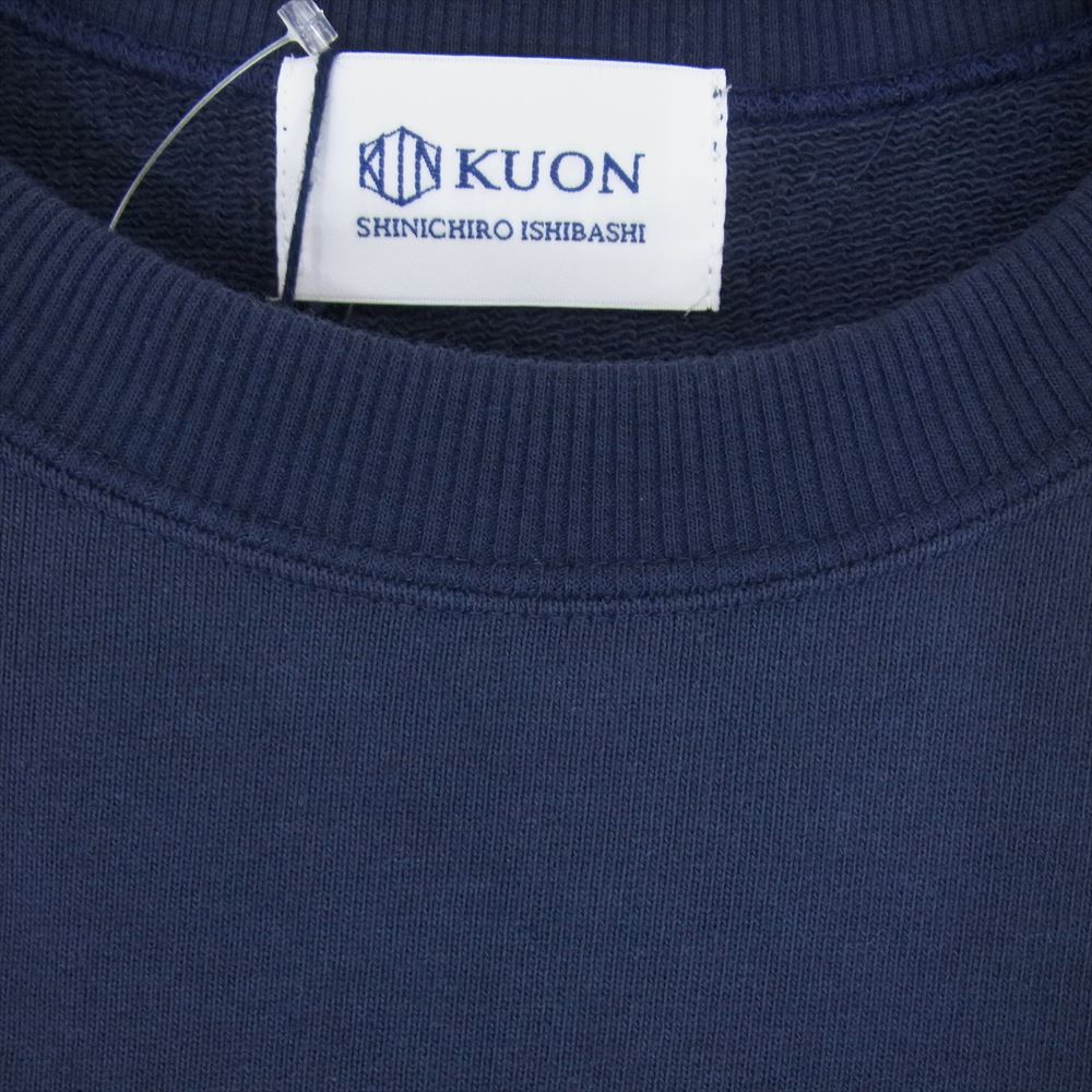 クオン 112CS032101 BORO Banded Arm Sleeve Sweatshirt 襤褸 ボロ バンデッド パッチワーク スリーブ スウェット ネイビー系 M【新古品】【未使用】【中古】