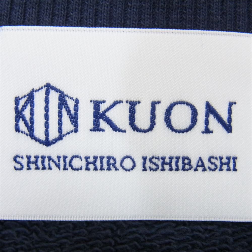 クオン 112CS032101 BORO Banded Arm Sleeve Sweatshirt 襤褸 ボロ バンデッド パッチワーク スリーブ スウェット ネイビー系 M【新古品】【未使用】【中古】