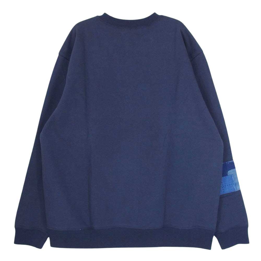 クオン 112CS032101 BORO Banded Arm Sleeve Sweatshirt 襤褸 ボロ バンデッド パッチワーク スリーブ スウェット ネイビー系 L【新古品】【未使用】【中古】