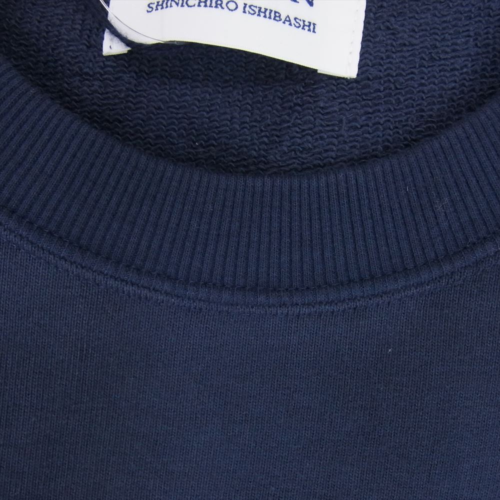 クオン 112CS032101 BORO Banded Arm Sleeve Sweatshirt 襤褸 ボロ バンデッド パッチワーク スリーブ スウェット ネイビー系 L【新古品】【未使用】【中古】