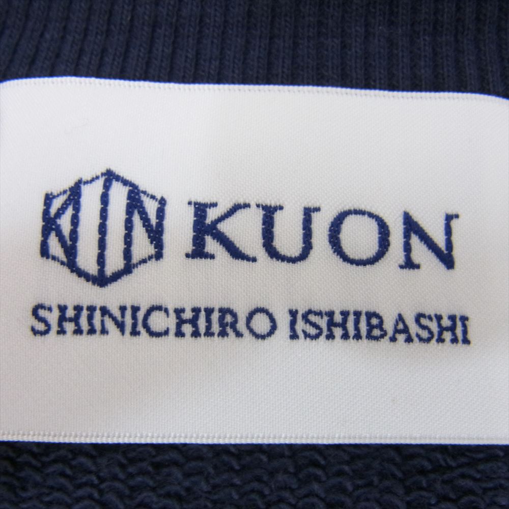 クオン 112CS032101 BORO Banded Arm Sleeve Sweatshirt 襤褸 ボロ バンデッド パッチワーク スリーブ スウェット ネイビー系 L【新古品】【未使用】【中古】