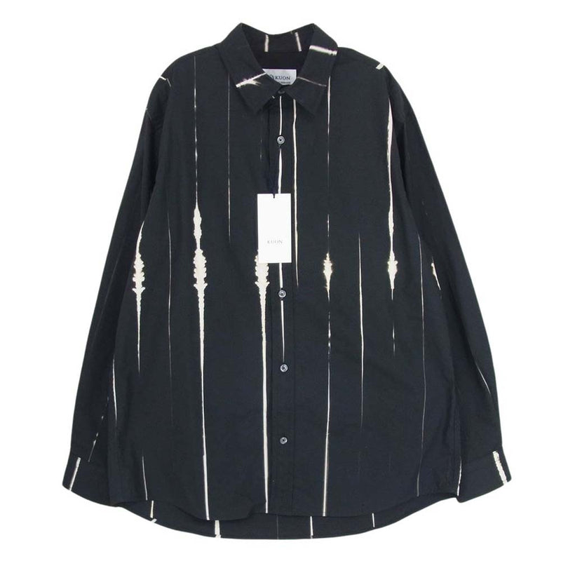 クオン 23AW 143SH022000 Arimatsu Shibori Regular Collar Shirt 有松絞り アリマツ シボリ レギュラー カラー 長袖 シャツ ブラック系 M【新古品】【未使用】【中古】