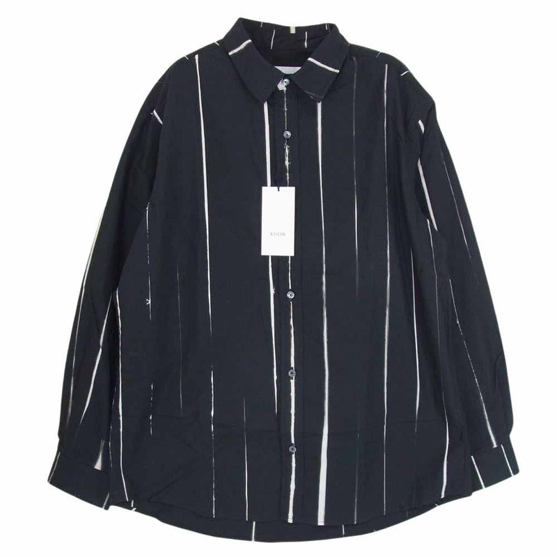 クオン 23AW 143SH022000 Arimatsu Shibori Regular Collar Shirt 有松絞り アリマツ シボリ レギュラー カラー 長袖 シャツ ブラック系 L【新古品】【未使用】【中古】