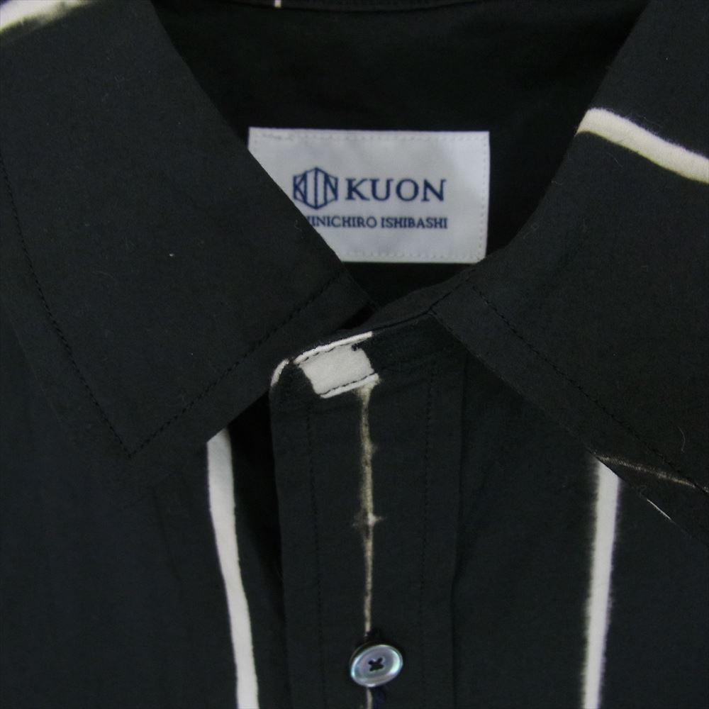 クオン 23AW 143SH022000 Arimatsu Shibori Regular Collar Shirt 有松絞り アリマツ シボリ レギュラー カラー 長袖 シャツ ブラック系 L【新古品】【未使用】【中古】