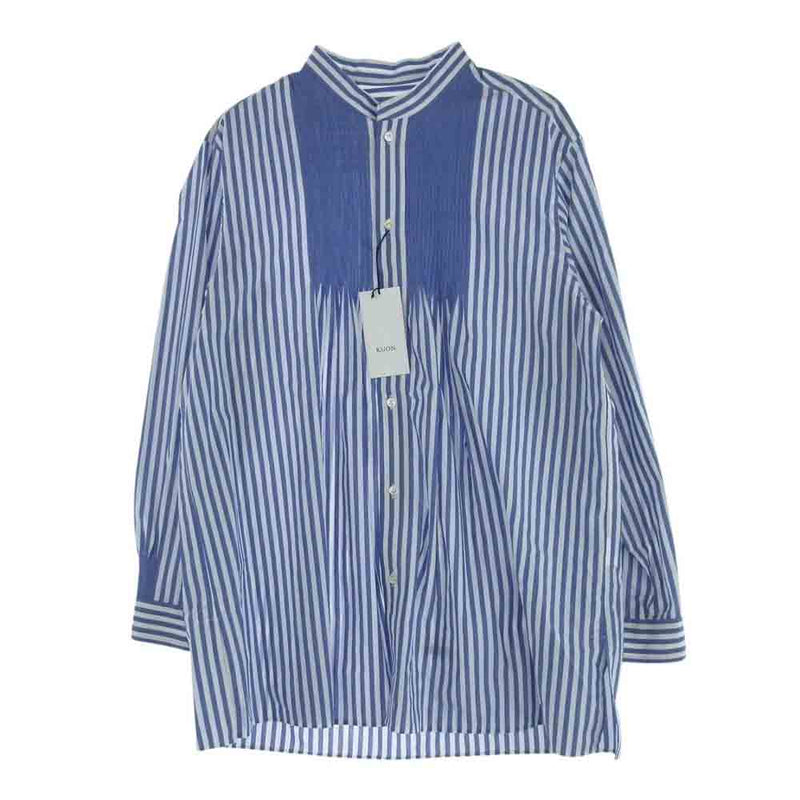 クオン 113SH031225 Reversible Pleated Shirt リバーシブル ピンタック ストライプ 長袖シャツ ブルー系 M【極上美品】【中古】