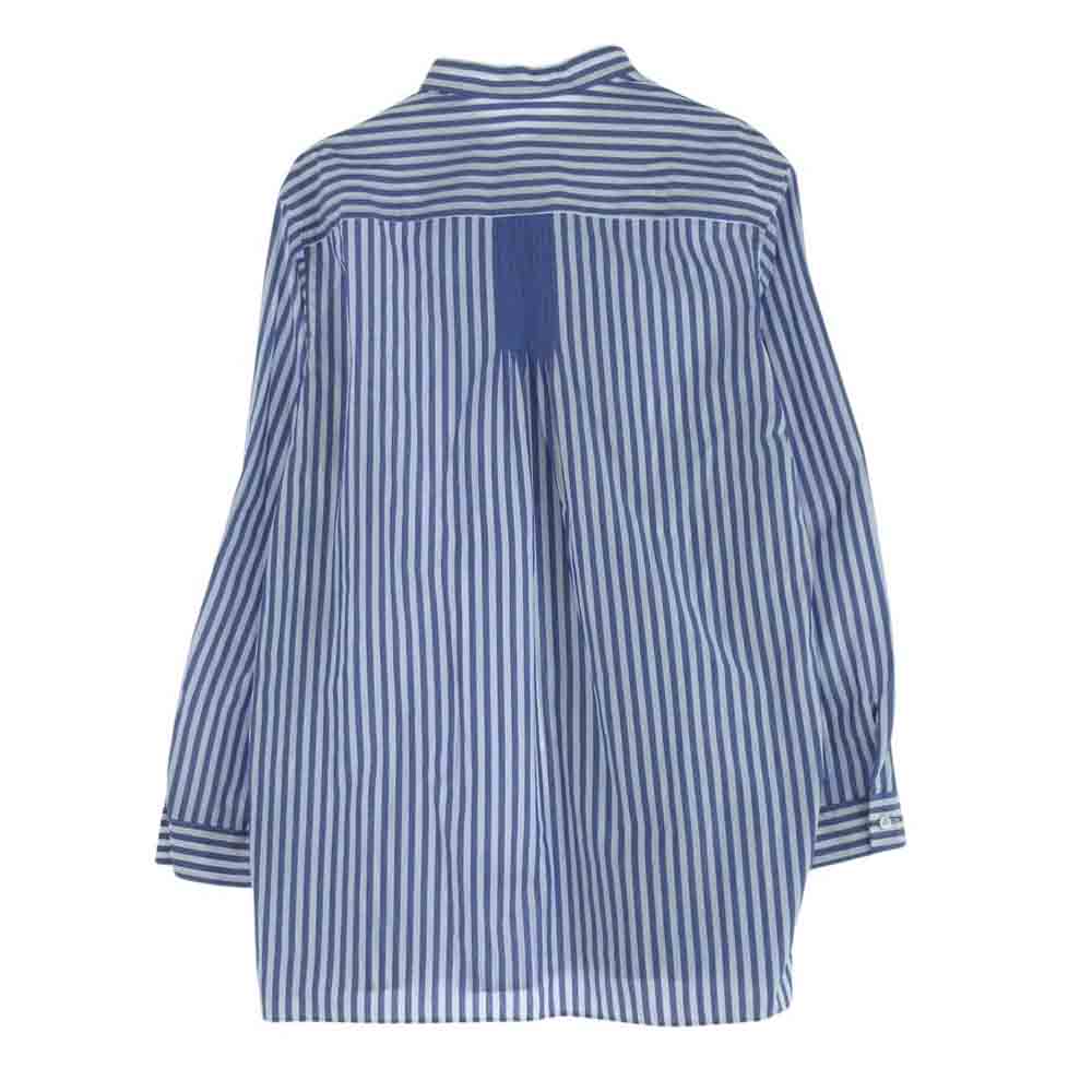 クオン 113SH031225 Reversible Pleated Shirt リバーシブル ピンタック ストライプ 長袖シャツ ブルー系 M【極上美品】【中古】