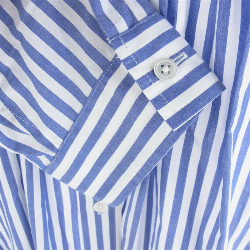 クオン 113SH031225 Reversible Pleated Shirt リバーシブル ピンタック ストライプ 長袖シャツ ブルー系 M【極上美品】【中古】