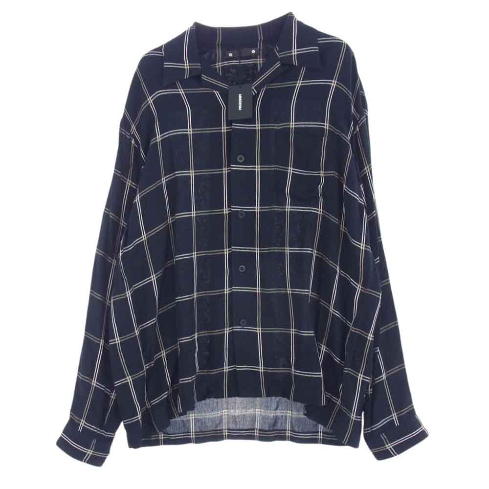 MINEDENIM マインデニム 24SS 2403-5002-97-032 Block Dobby Open Collar SH ブロック ドビー オープンカラー 長袖 シャツ ブラック系 3【極上美品】【中古】