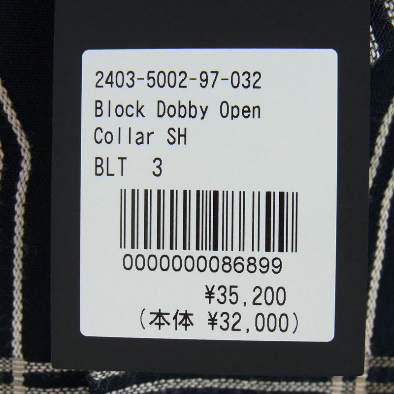 MINEDENIM マインデニム 24SS 2403-5002-97-032 Block Dobby Open Collar SH ブロック ドビー オープンカラー 長袖 シャツ ブラック系 3【極上美品】【中古】