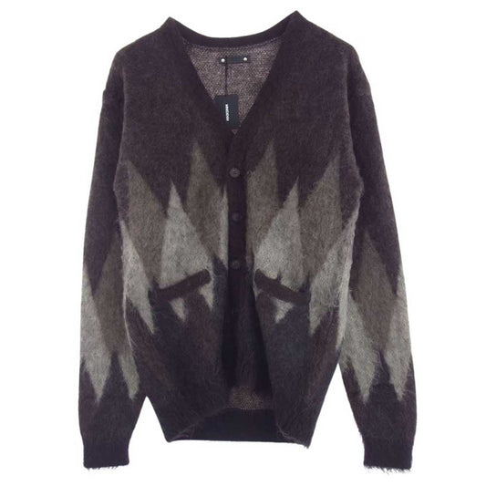 MINEDENIM マインデニム 22AW 2210-6002-67-022 Kid Mohair Argyle Washed Knit Long Cardigan キッド モヘア アーガイル ニット ロング カーディガン 2【新古品】【未使用】【中古】