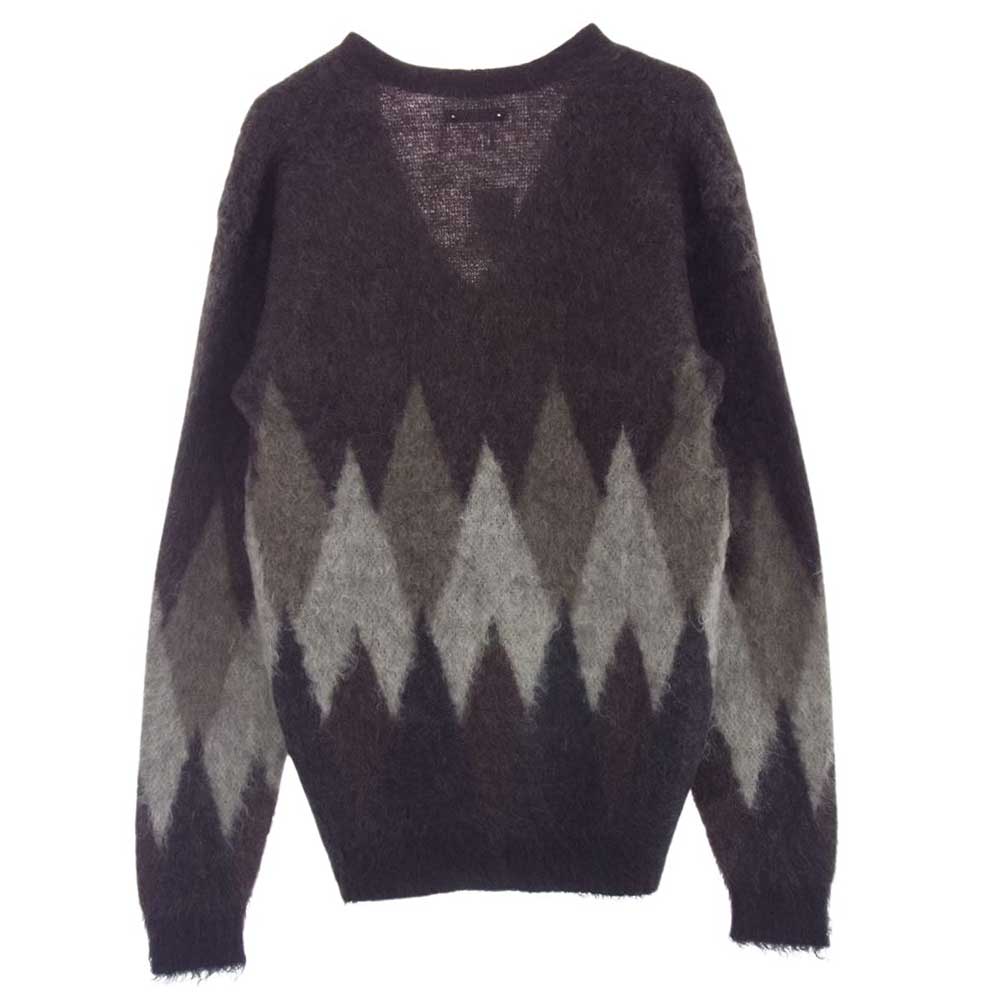 メンズ マインデニムKid Mohair Argyle Washed カーディガン L