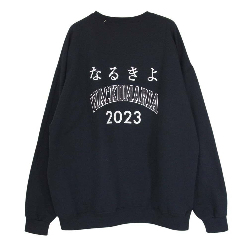 WACKO MARIA ワコマリア なるきよ-WM-SS02 SWEAT SHIRT やらせろ 天国 プリント クルーネック スウェット ブラック系 XL【新古品】【未使用】【中古】