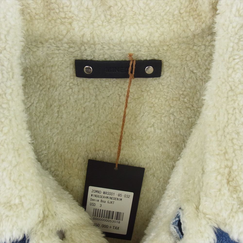 WIND AND SEA ウィンダンシー 20AW 20MND-WAS001-85-032 × MINEDENI マインデニム DENIM BOA GJKT デニム ボア ジャケット インディゴブルー系 3【極上美品】【中古】