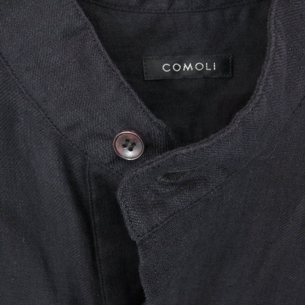 COMOLI コモリ 23SS X01-02022 リネン ツイル プルオーバー 長袖シャツ ブラック系 1【中古】