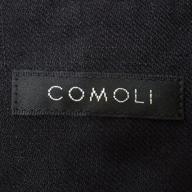 COMOLI コモリ 23SS X01-02022 リネン ツイル プルオーバー 長袖シャツ ブラック系 1【中古】