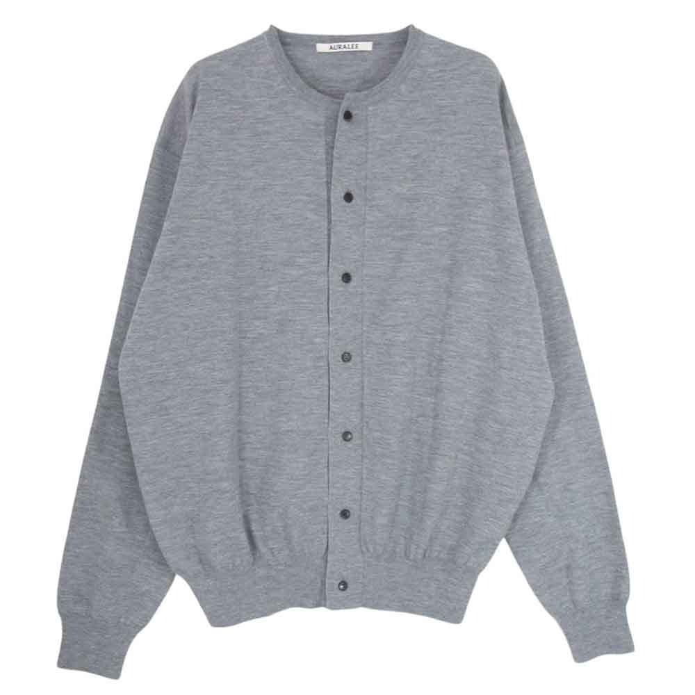 AURALEE オーラリー 24SS A24SC01CT CASHMERE HARD TWIST KNIT CARDIGAN カシミア カシミヤ ハードツイスト ニット カーディガン グレー系 4【中古】