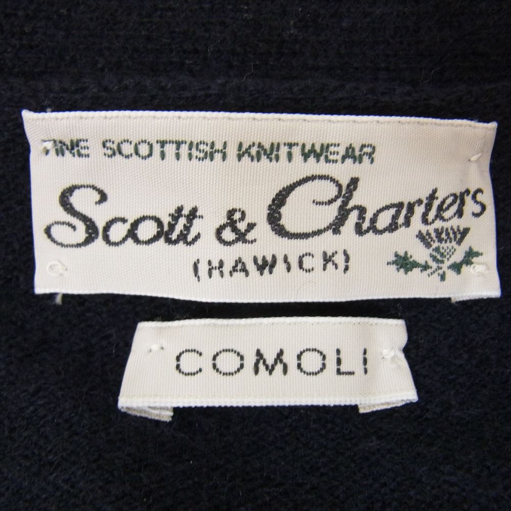 COMOLI コモリ 22AW W03-06001 SCOTT&CHARTERS 別注 カシミア カシミヤ Vネック カーディガン ネイビー系 40【中古】