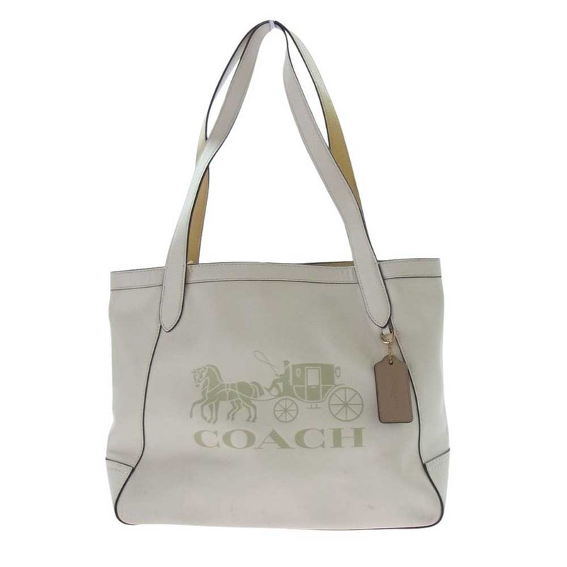 COACH コーチ C4063 レザー トートバッグ ホース アンド キャリッジ ロゴ オフホワイト系【中古】