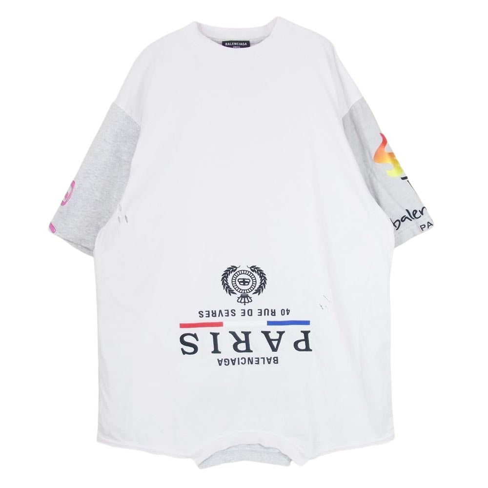 BALENCIAGA バレンシアガ 698811 TMVC9 国内正規品 アップサイドダウン 半袖 プリント Tシャツ ホワイト系 3【中古】