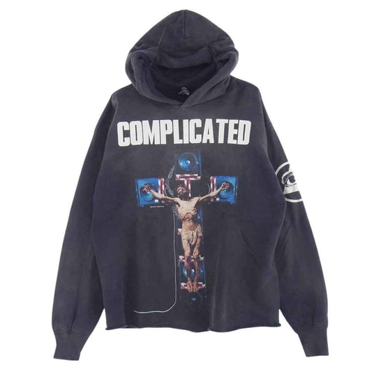 SAINT MICHAEL セントマイケル 23AW SM-A23-0000-C20 ヴィンテージ加工 カットオフ COMPLICATED バックプリント プルオーバー パーカー グレー系 XL【中古】