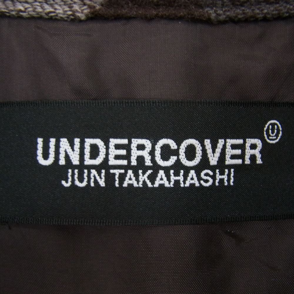 UNDERCOVER アンダーカバー 23AW UC2C4203 アーガイル 襟レザー切替 ダブルジップ フリンジ ウール 縮絨 ブルゾン ブラウン系 5【中古】