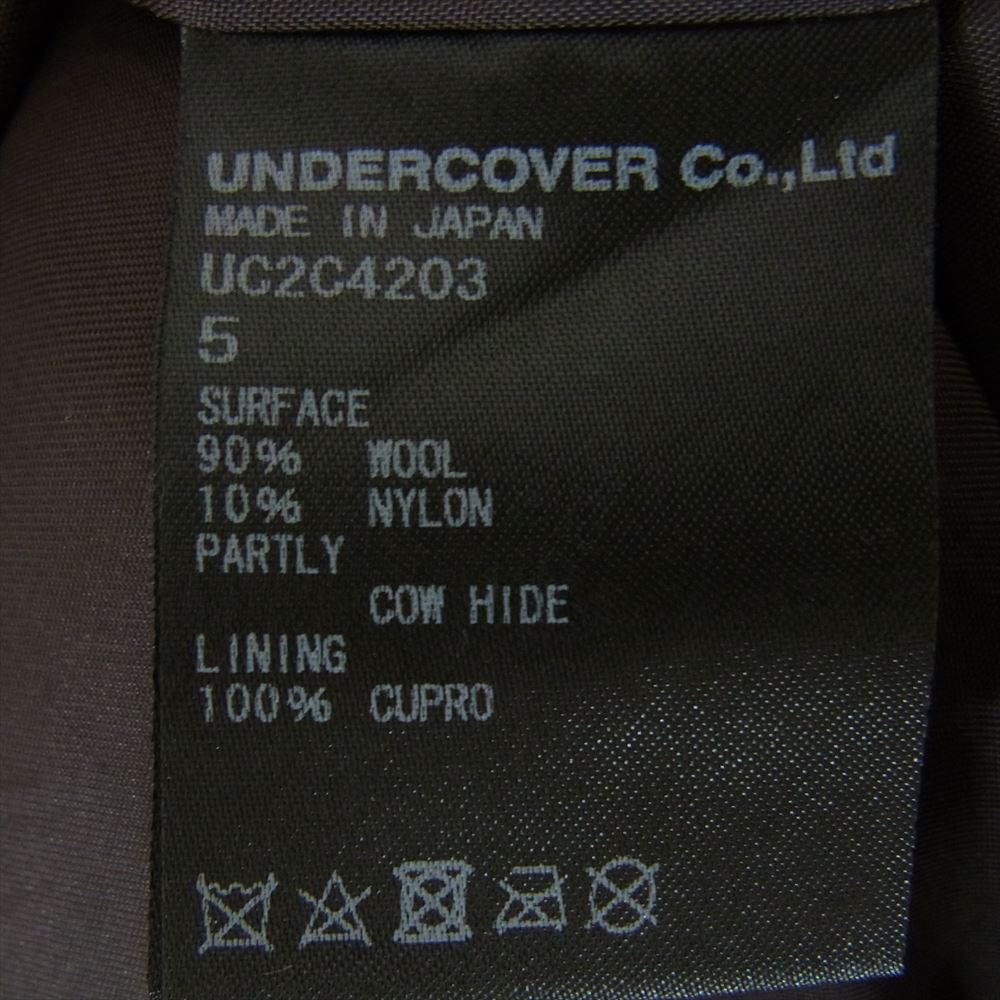 UNDERCOVER アンダーカバー 23AW UC2C4203 アーガイル 襟レザー切替 ダブルジップ フリンジ ウール 縮絨 ブルゾン ブラウン系 5【中古】