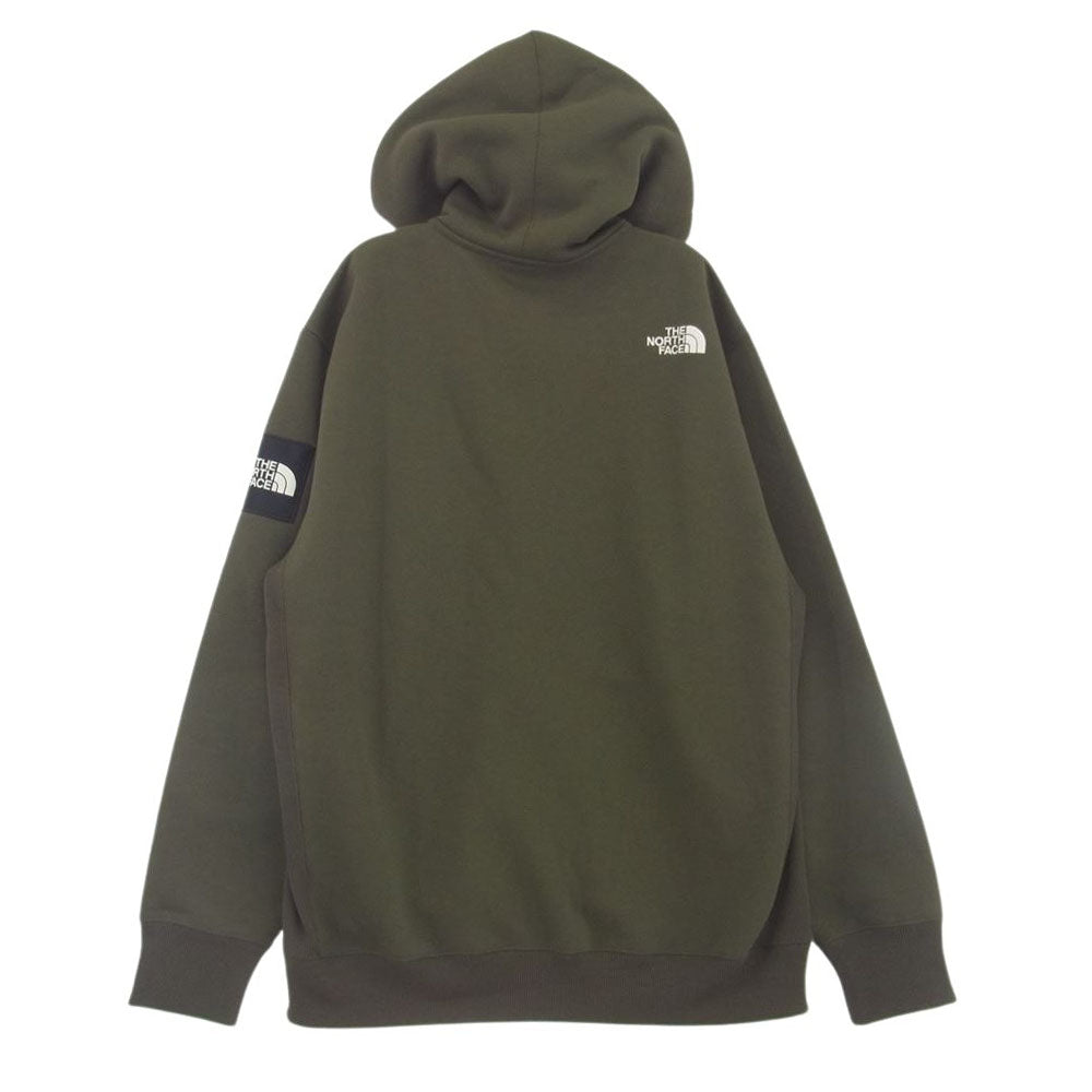 THE NORTH FACE ノースフェイス NT62349 SQUARE LOGO FULLZIP スクエア ロゴ フルジップ フーディー スウェット ジップアップ パーカー カーキ系 L【美品】【中古】