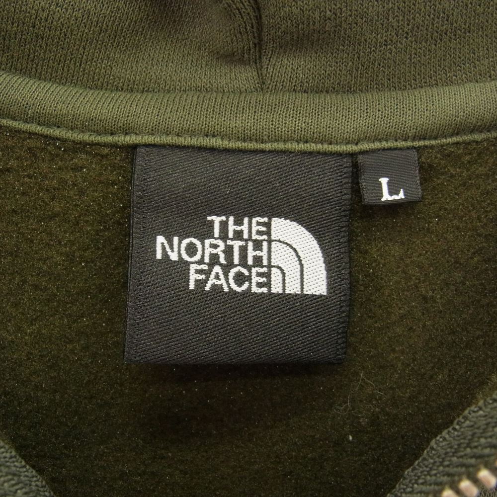 THE NORTH FACE ノースフェイス NT62349 SQUARE LOGO FULLZIP スクエア ロゴ フルジップ フーディー スウェット ジップアップ パーカー カーキ系 L【美品】【中古】