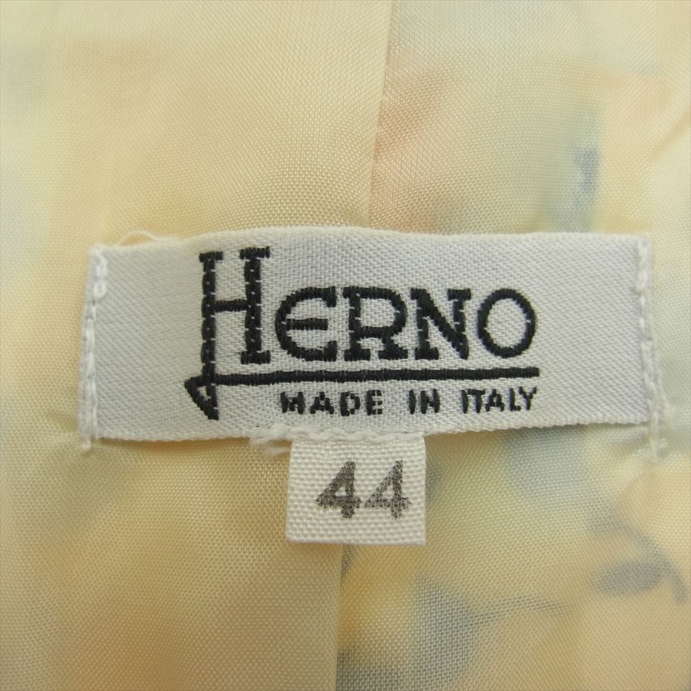 Herno ヘルノ フラワー総柄 花柄 シルク ノーカラージャケット スカート セットアップ 44【中古】