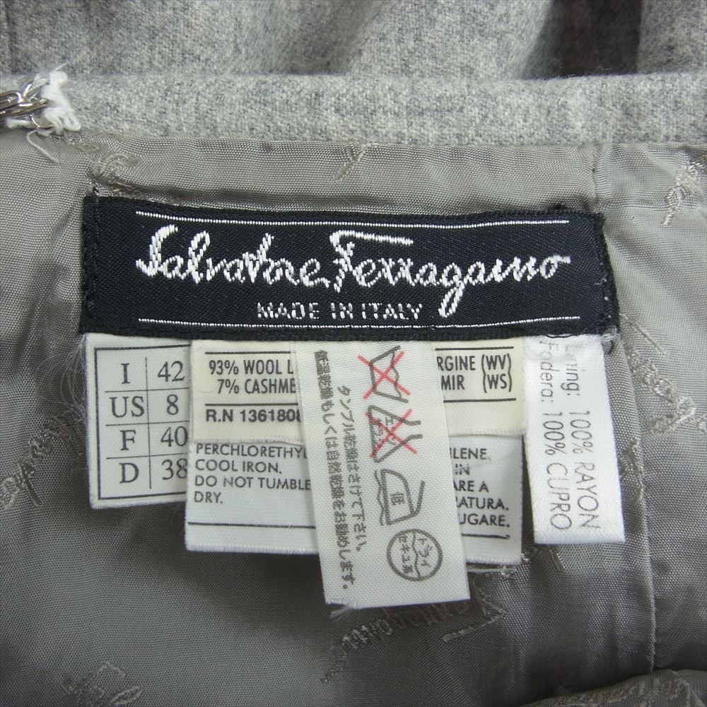 Salvatore Ferragamo サルヴァトーレフェラガモ ウール カシミヤ混 スカート グレー系 42 US8【中古】