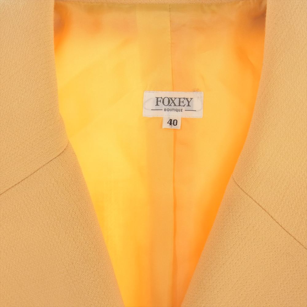 FOXEY フォクシー ボタンレス ボックスシルエット ウール ジャケット イエロー系 40【中古】