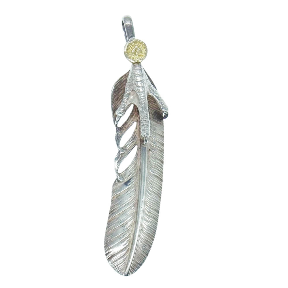 WINGROCK ウィングロック FC-2 K18 金メタル付き 左向き イーグルクロー シルバー フェザー L ネックレス ペンダント トップ シルバー系 ゴールド系【中古】