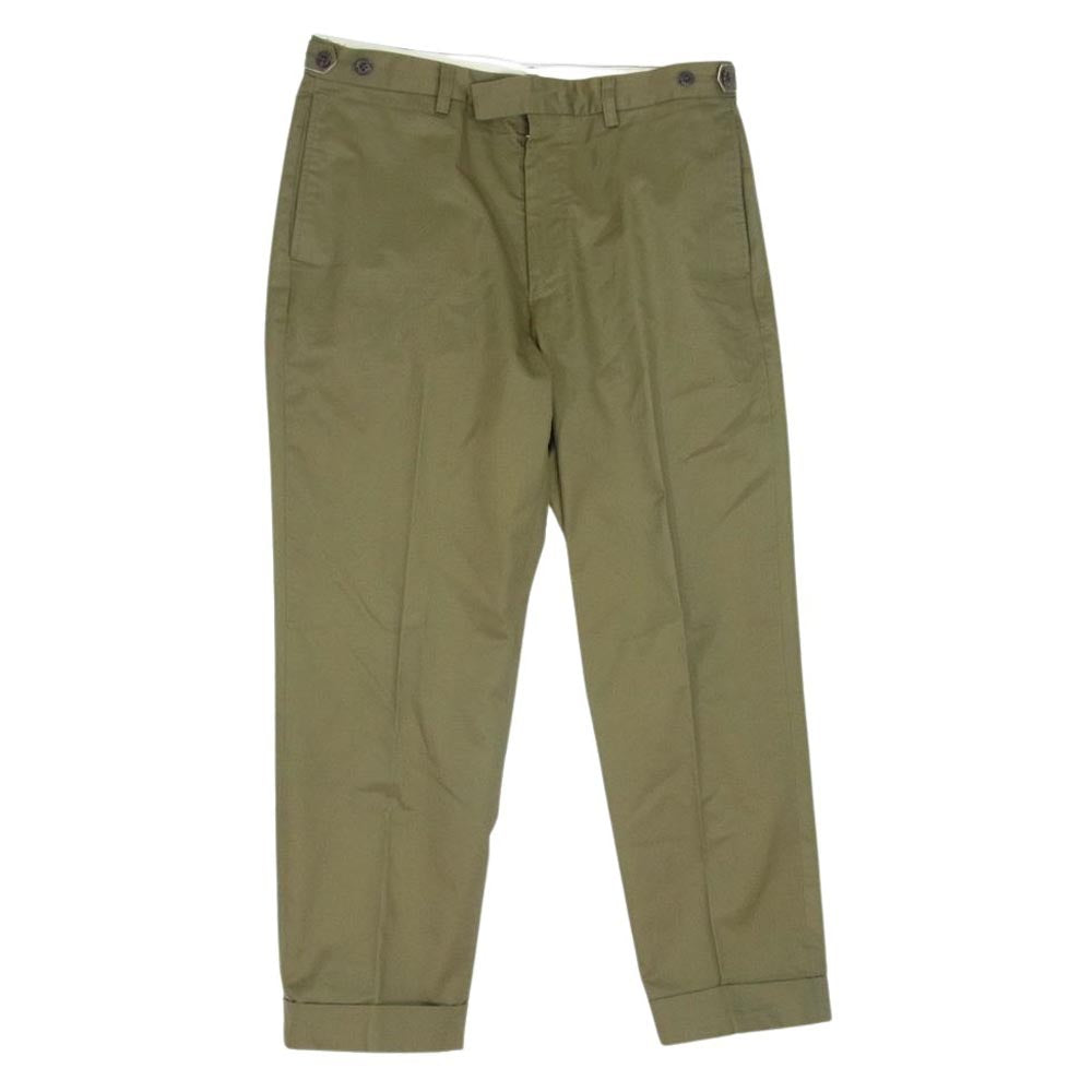 BEAMS ビームス 38-23-0147-803 22S-BP238 IVY Trousers Ankle Cut 80/3 Twill トラウザーズ アンクル丈 シンチバック コットンパンツ カーキ系 L【中古】