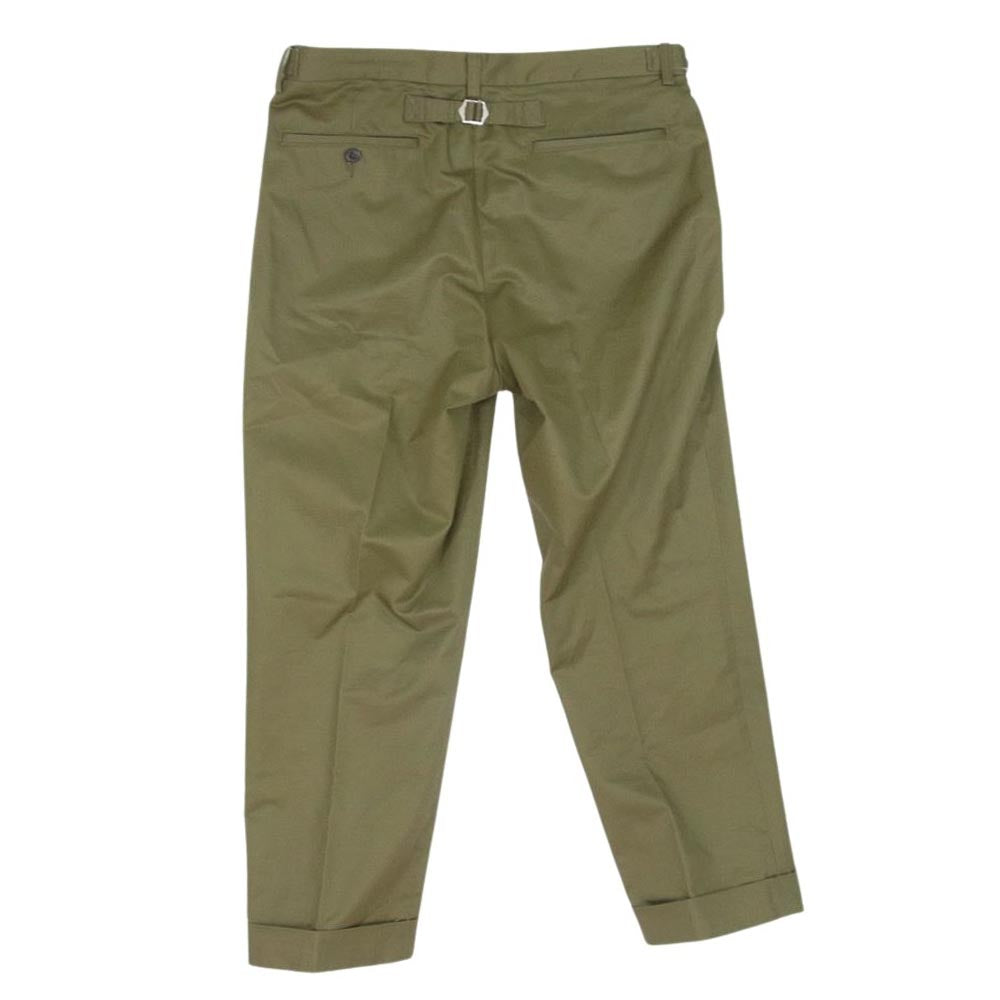 BEAMS ビームス 38-23-0147-803 22S-BP238 IVY Trousers Ankle Cut 80/3 Twill トラウザーズ アンクル丈 シンチバック コットンパンツ カーキ系 L【中古】