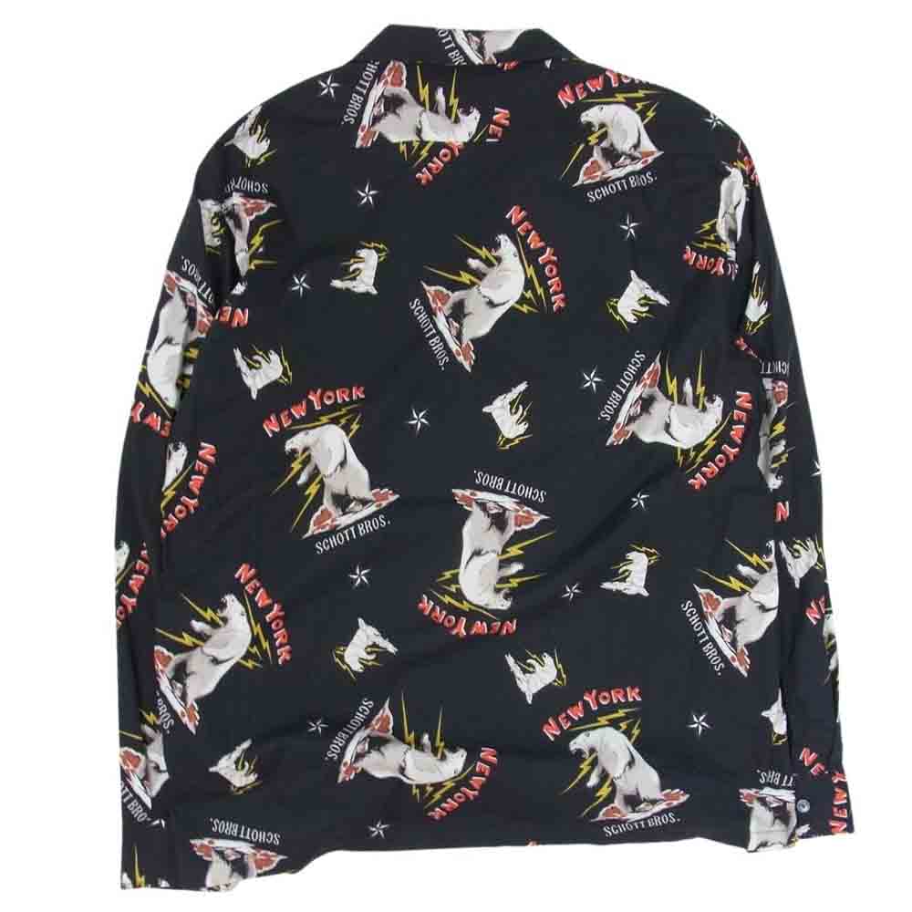 schott ショット 3115069 LS HAWAIIAN SHIRT POLAR BEAR 長袖 ハワイアン シャツ ポーラーベアー ブラック系 XL【中古】