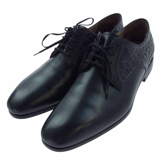 Salvatore Ferragamo サルヴァトーレフェラガモ Grey Lace Up Shoes Calfskin グレー レースアップシューズ カーフスキン シューズ ダービー シューズ ブラック系 8EE【中古】