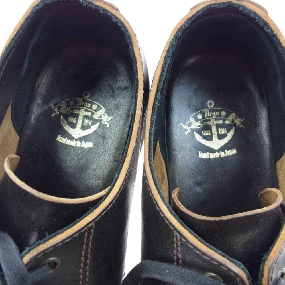 アルゴ  Horse Butt Oxford shoes Winch レザー レースアップ シューズ オーダーシューズ 茶芯 ダークブラウン系 US8EE【中古】