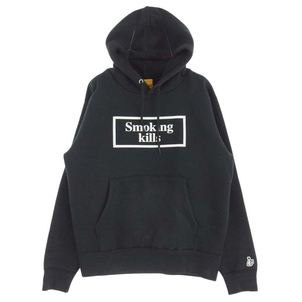 エフアールツー SMOKING KILLS PARKA スモーキングキルズ プリント プルオーバー パーカー フーディ ブラック系 S【中古】