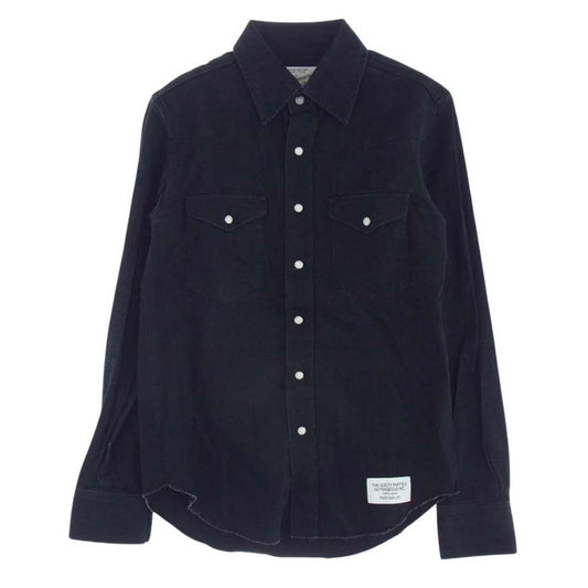 WACKO MARIA ワコマリア バニーガール 刺繍 ブラックデニム 長袖 シャツ ブラック系 S【中古】