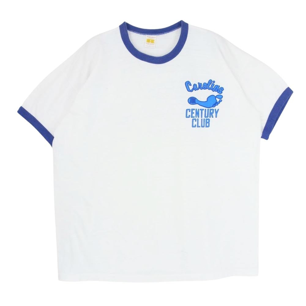 ラッセルアスレチック ヴィンテージ 69s 70s 金タグ プリント トリム 丸首 半袖 Tシャツ ホワイト系 L【中古】