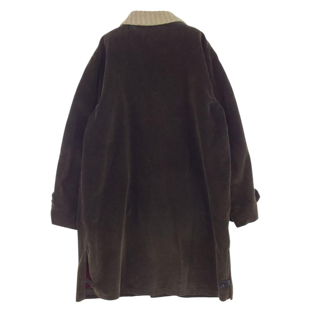 ブレント 60s Vintage モンゴメリーワード 黒タグ リブ ショール カラー コーデュロイ 裏ボア クルミボタン ロングコート カーキ系【中古】
