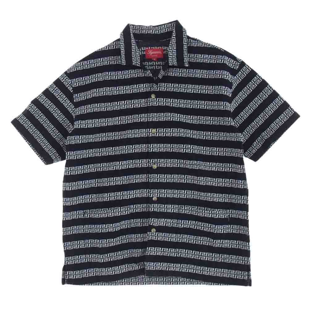 Supreme シュプリーム 19SS Key Stripe S/S Shirt キー ストライプ半袖 シャツ ブラック系 S【中古】