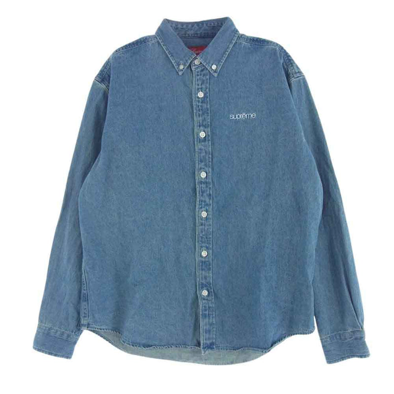 Supreme シュプリーム 20AW Classic Logo Denim Shirt クラシック ロゴ デニム シャツ 長袖 インディゴブルー系 S【中古】