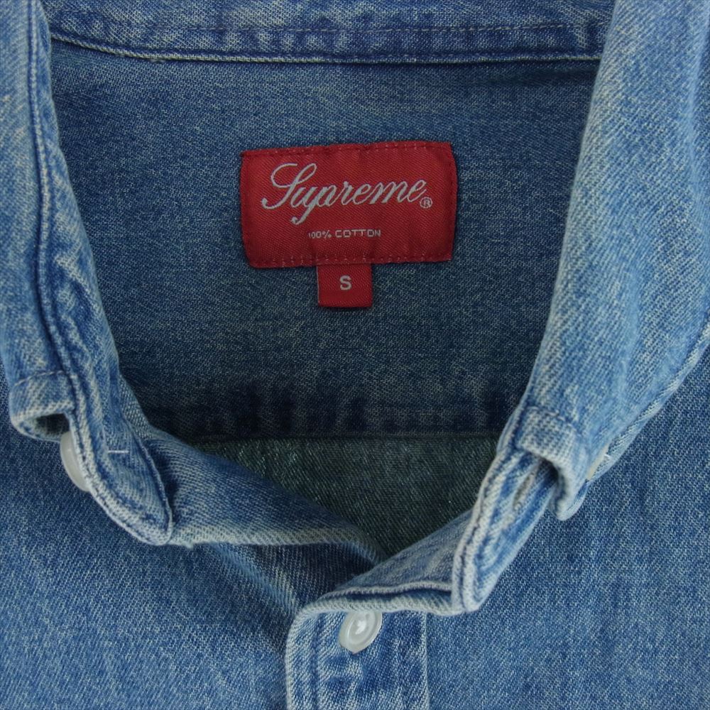 Supreme シュプリーム 20AW Classic Logo Denim Shirt クラシック ロゴ デニム シャツ 長袖 インディゴブルー系 S【中古】