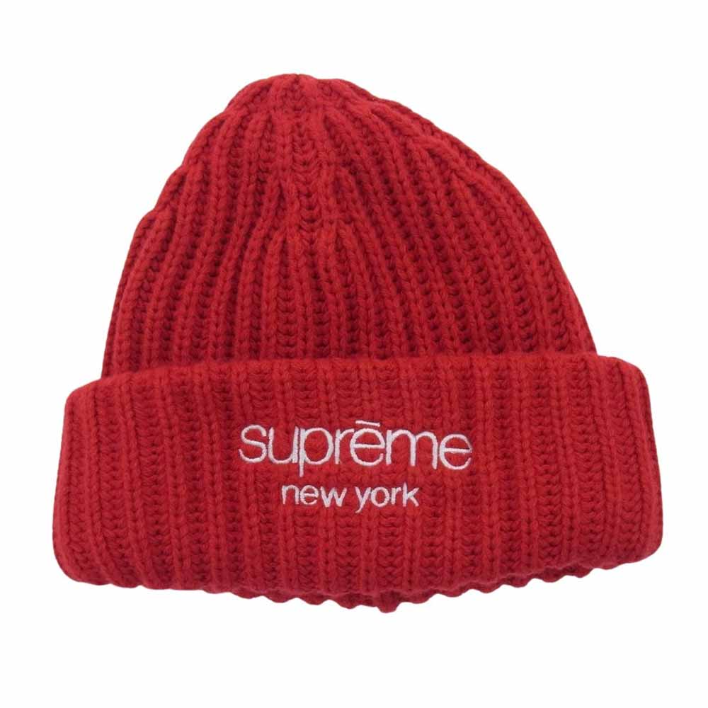 Supreme シュプリーム 23AW Classic Logo Chunky Ribbed Beanie クラシック ロゴ チャンキー リブ ビーニー ニットキャップ レッド系【美品】【中古】